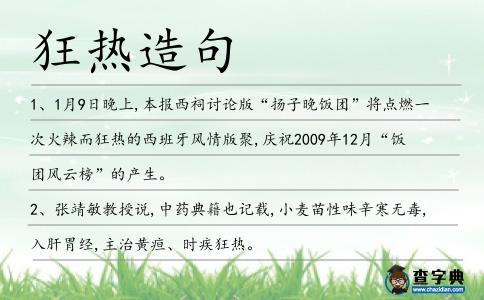 狂熱造句