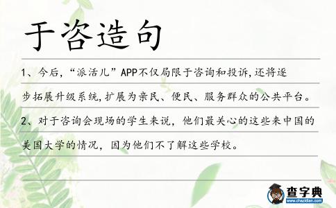 于咨造句