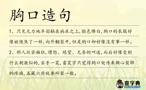 胸口造句