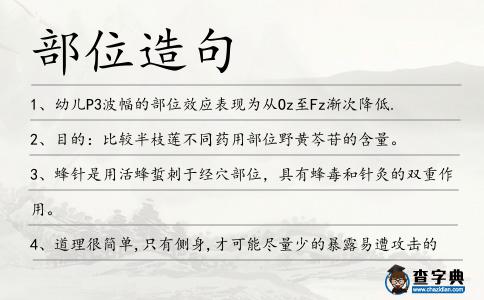 部位造句