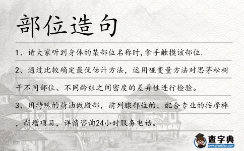 部位造句