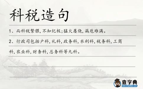 科稅造句