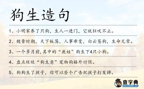 狗生造句