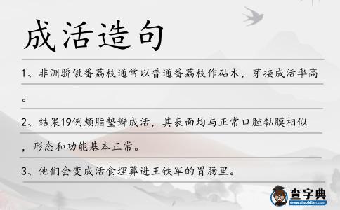 成活造句
