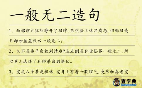 一般無二造句
