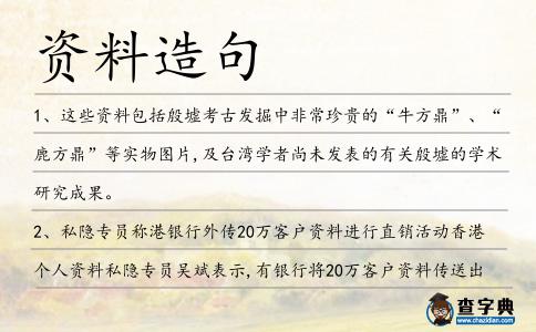資料造句