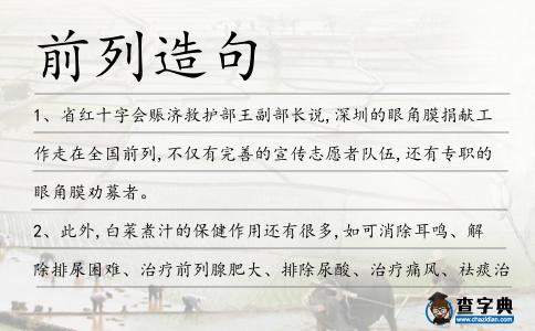 前列造句