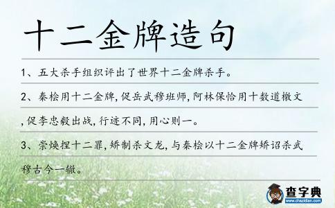 十二金牌造句