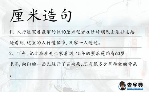 厘米造句