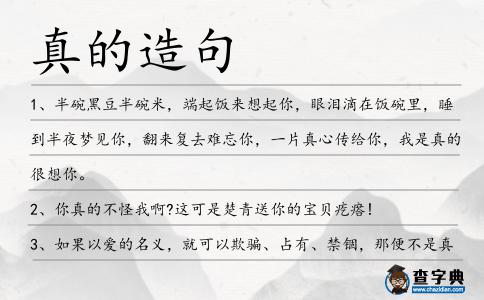 真的造句