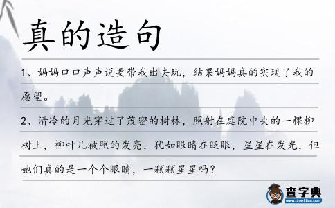 真的造句