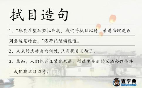 拭目造句