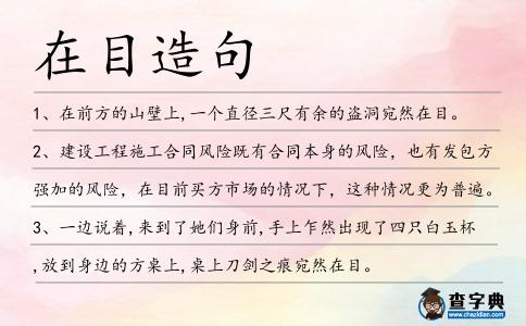 在目造句