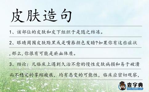 皮膚造句