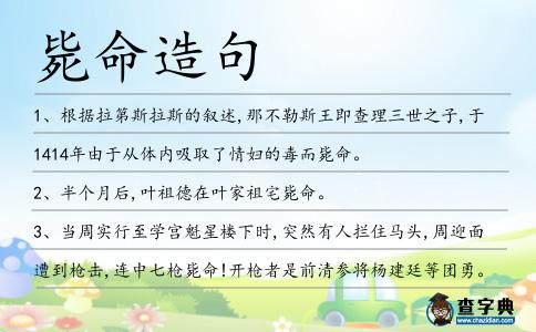 斃命造句