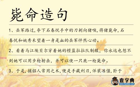 斃命造句