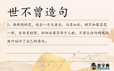 世不曾造句