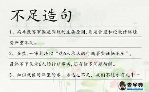 不足造句