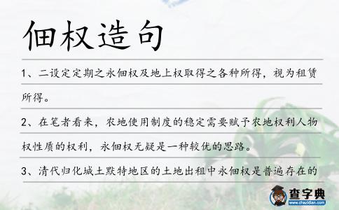 佃權(quán)造句