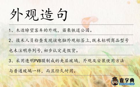 外觀造句